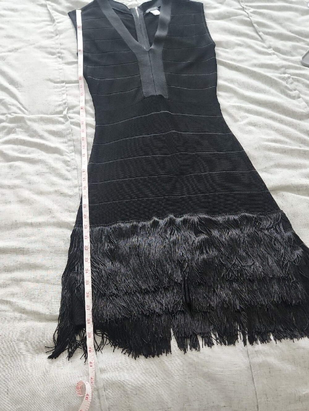 VENUS Black Sleeveless Bandage Fringe-Hem Midi Dress - Picture 6 of 6